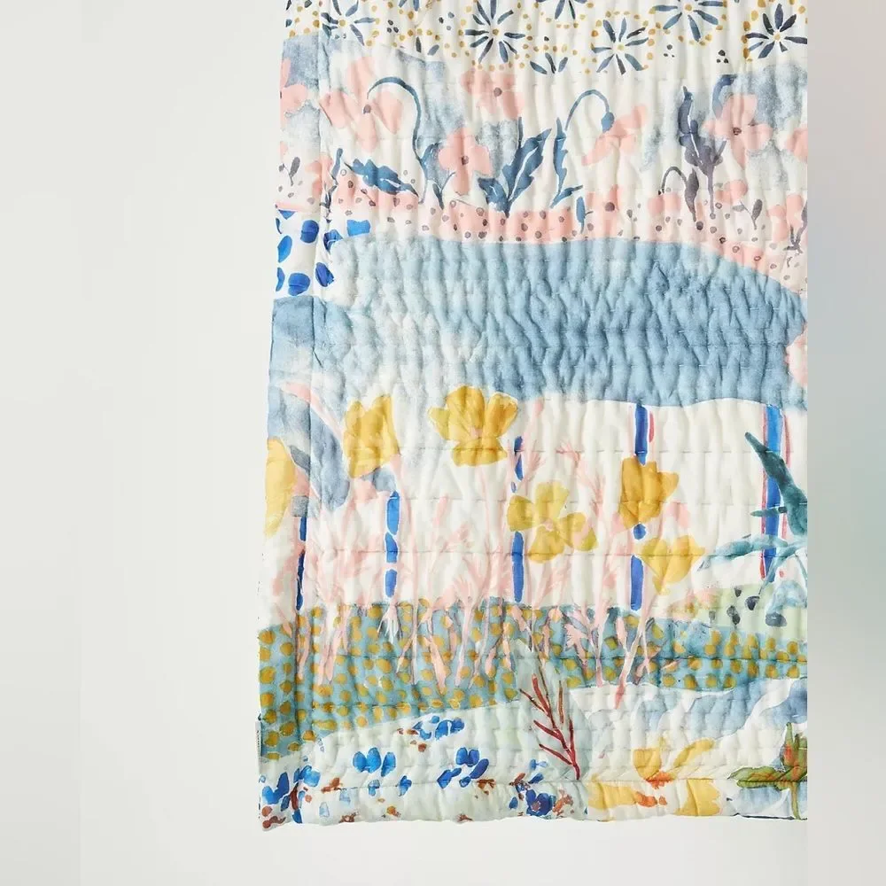 New Anthropologie 100% Cotton Voile Printed Quilt Collection Size King